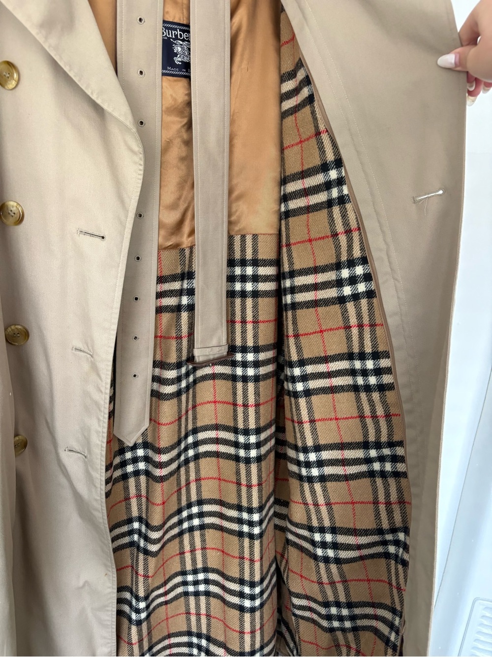 Vintage Burberry Tan Trench 100% Wool - Picture 2 of 13